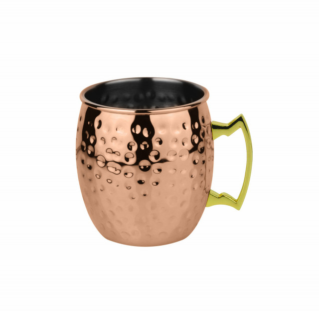 PADERNO WORLD CUISINE - Tazza Moscow mule Lt 0,55 inox ramato martellato  manico dorato 41463-02 - VEMO