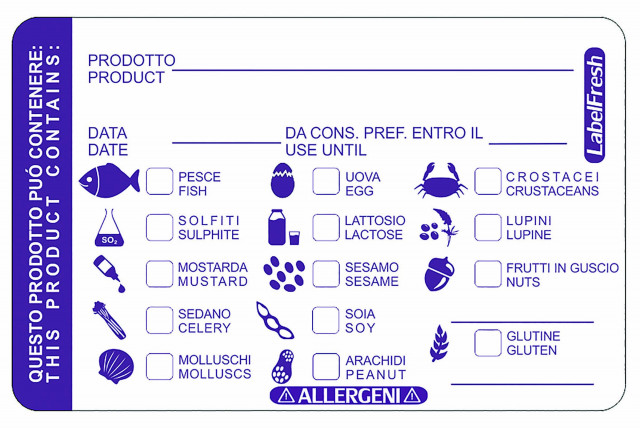 PADERNO WORLD CUISINE - Etichette 14 allergeni italiano / inglese +  prodotto e sc​adenza 500 pezzi 44630-06 - VEMO